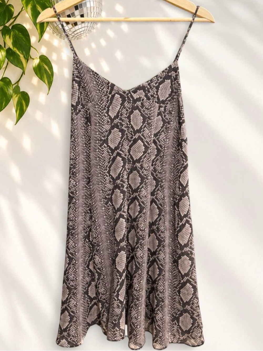 Zara Snake-Print Slip Dress - Black & Cream